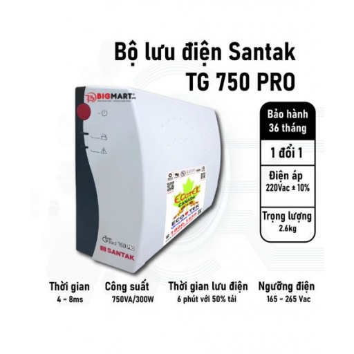 Bộ Lưu Điện Offline Santak TG750 Pro (750VA/300W)