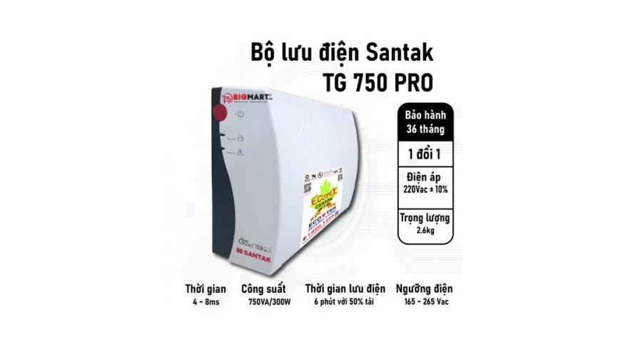 Bộ Lưu Điện Offline Santak TG750 Pro (750VA/300W)