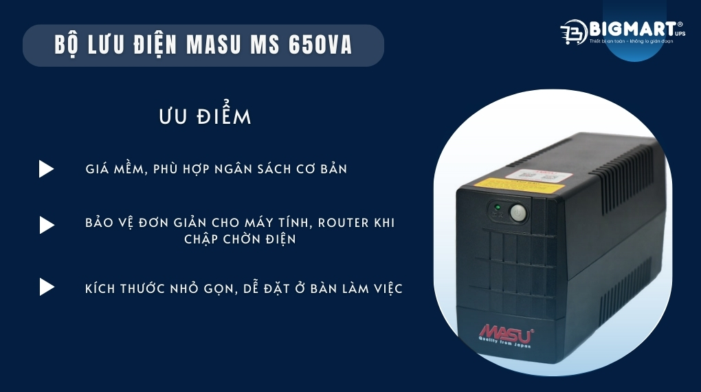 Bộ luw điện Masu MS 650VA