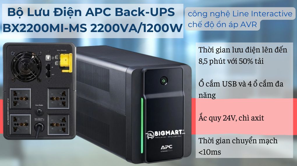 bộ lưu điện công suất 1000VA+ cho hệ thống báo cháy, báo trộm