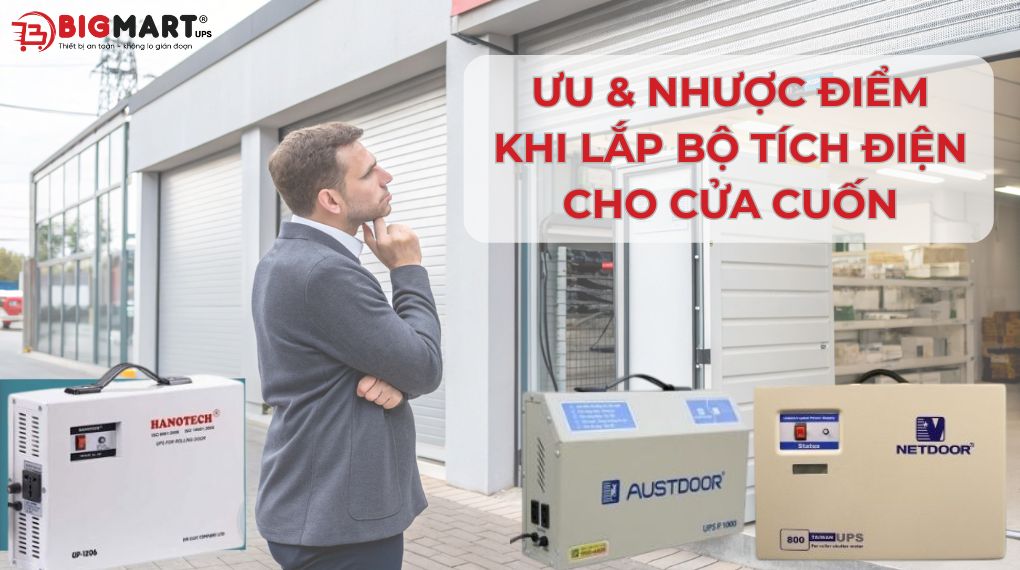 Lắp bộ lưu điện/bộ tích điện cho cửa cuốn
