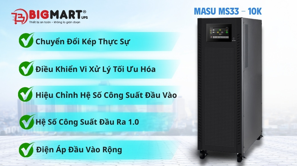 Bộ lưu điện công nghiệp MASU MS33-10K (10kVA/10kW)