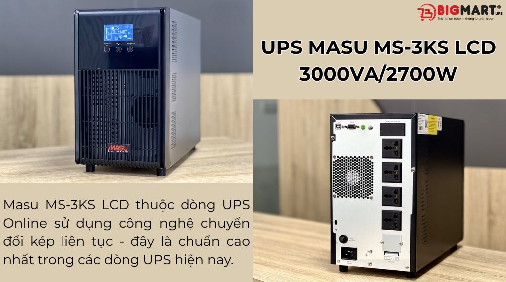 Bộ lưu điện Masu MS-3KS LCD 3000VA/2700W